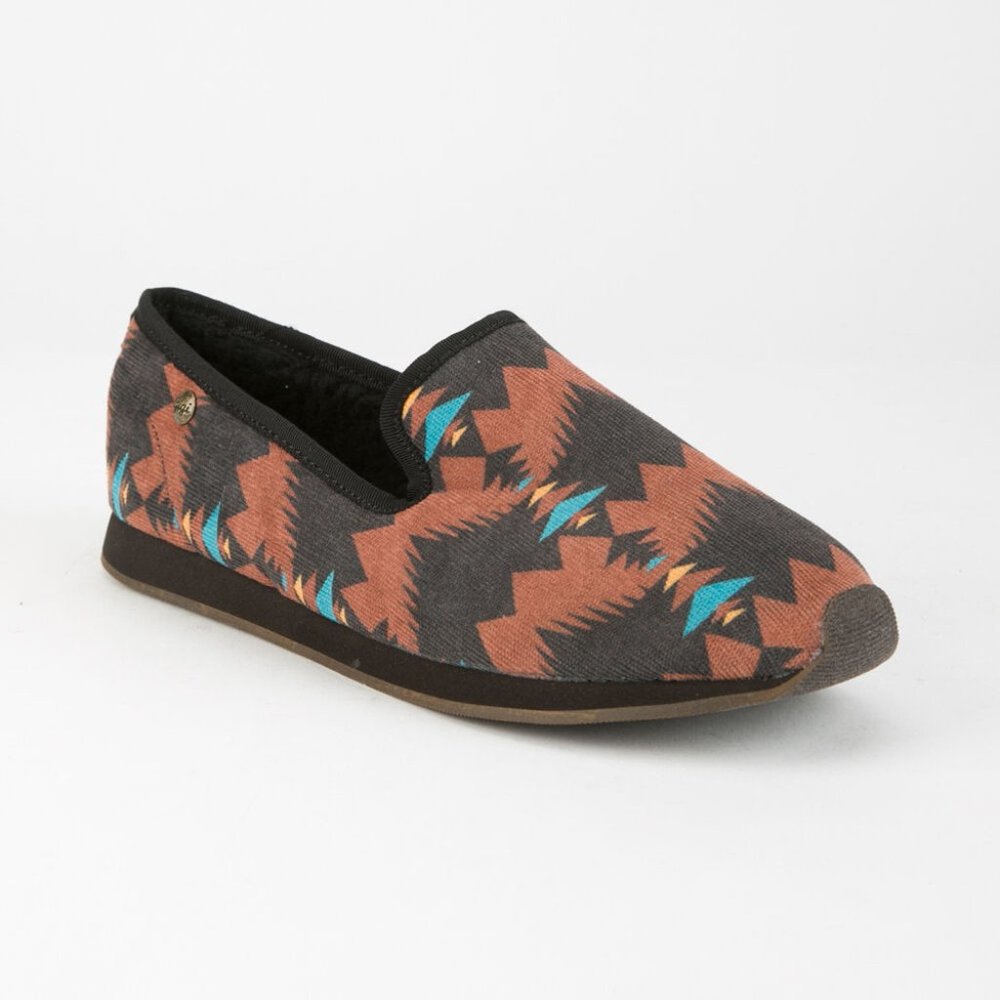 Sherpa Lined Slippers House Shoes Casual Slip On Shoes Western Geometric Print